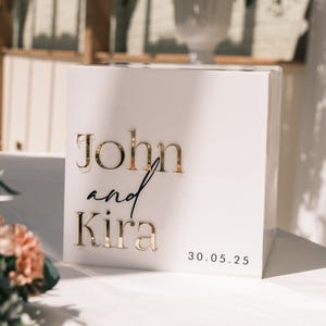 Personalisierte Acryl-Hochzeitskartenbox mit Namen, benutzerdefinierte Karten & Gutwünsche Box, Hochzeitsbeschilderung, Babypartykartenbox, Kartenbriefkasten