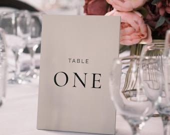 Minimal Table Numbers with Stand, Wedding Table Signs, Printed Wedding Signage, Modern Wedding Table Decorations – A6 A5 A4 Sizes