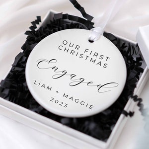 Personalised Engaged Bauble Christmas Decoration Engagement Gift Married Gift for Fiancé Bride to be Bauble Mr and Mrs