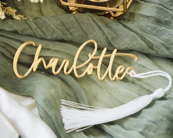 Acrylic Wedding Place Cards: Personalized Name Tags, Bookmark Favors