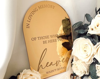 In Loving Memory Wedding Sign With Stands Memorial Acrylic Arch Wedding Signage Acrylic Wedding Remembrance Wedding Sign Heaven