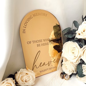 In Loving Memory Wedding Sign With Stands Memorial Acrylic Arch Wedding Signage Acrylic Wedding Remembrance Wedding Sign Heaven image 1