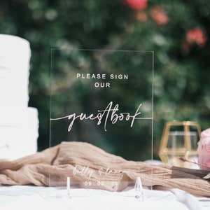 Guestbook Sign for Wedding With Stands Acrylic Wedding Signage Wedding Guest Book Signage Please Sign My Guestbook Wedding Decorations