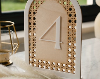 Wedding Table Numbers With Stands Rattan Boho Wedding Decor Sign Acrylic Wedding Table Numbers Table Decorations Event Decor