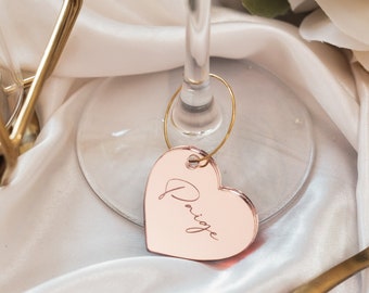 Heart Wine Glass Charm Name for Glasses Glass Maker Wine Charm Drink Name Tag Bridesmaid Proposal Hen Party Decorations Favours