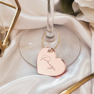 Heart Wine Glass Charm Name for Glasses Glass Maker Wine Charm Drink Name Tag Bridesmaid Proposal Hen Party Decorations Favours