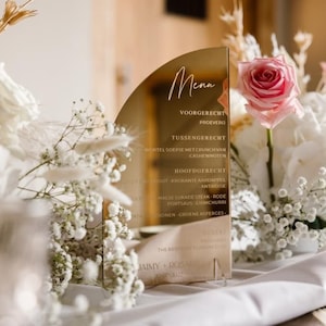Letrero de boda con soporte para menú, decoración de mesa para bodas, centro de mesa, señalización de boda en acrílico, arco de acrílico, ideas para menú de boda, letrero de boda