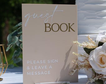 Acrylic Wedding Guest Book Sign with Stand