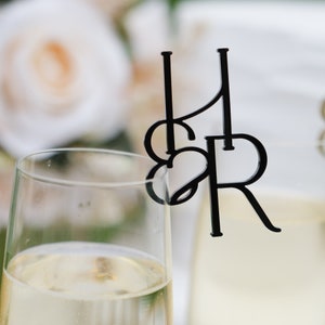 Etichette iniziali per matrimonio Etichette topper per cocktail Bomboniera per matrimonio, segnaposto per bicchiere di champagne, segnaposto per matrimonio, segnaposto per vetro, ciondolo per vino