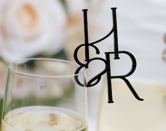 Wedding Initial Tags Cocktail Topper Tags Wedding Favour Place Name Card for Glass Champagne Wedding Place Setting Glass Marker Wine Charm