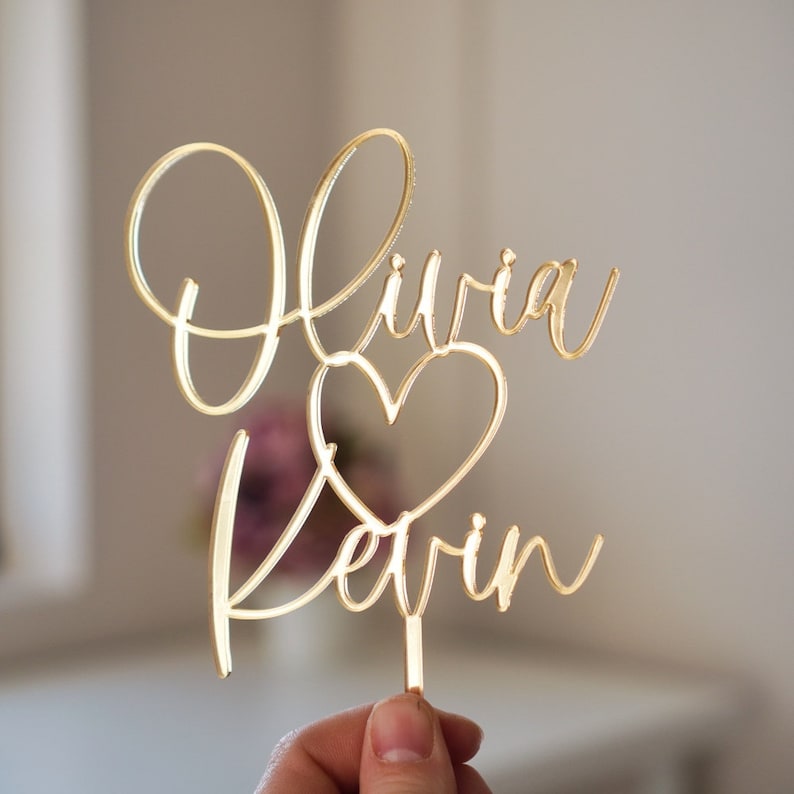 Personalised Wedding Cake Toppers UK Mr and Mrs Cake Topper Acrylic Heart Wooden Bride and Groom Gay Gold Anniversary Cake Topper Engagement