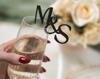Initials For Glasses Personalised Wedding Drink Toppers Wine Glass Charm Wedding Drink Accessories Cocktail Name Tag Wedding Decorations