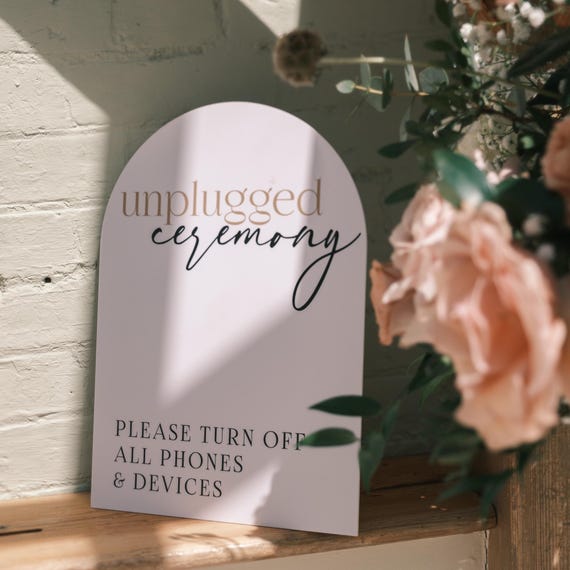 Unplugged Wedding Ceremony Signs, Wedding Signage, No Phones Wedding Sign, 5mm foamex - choose your size