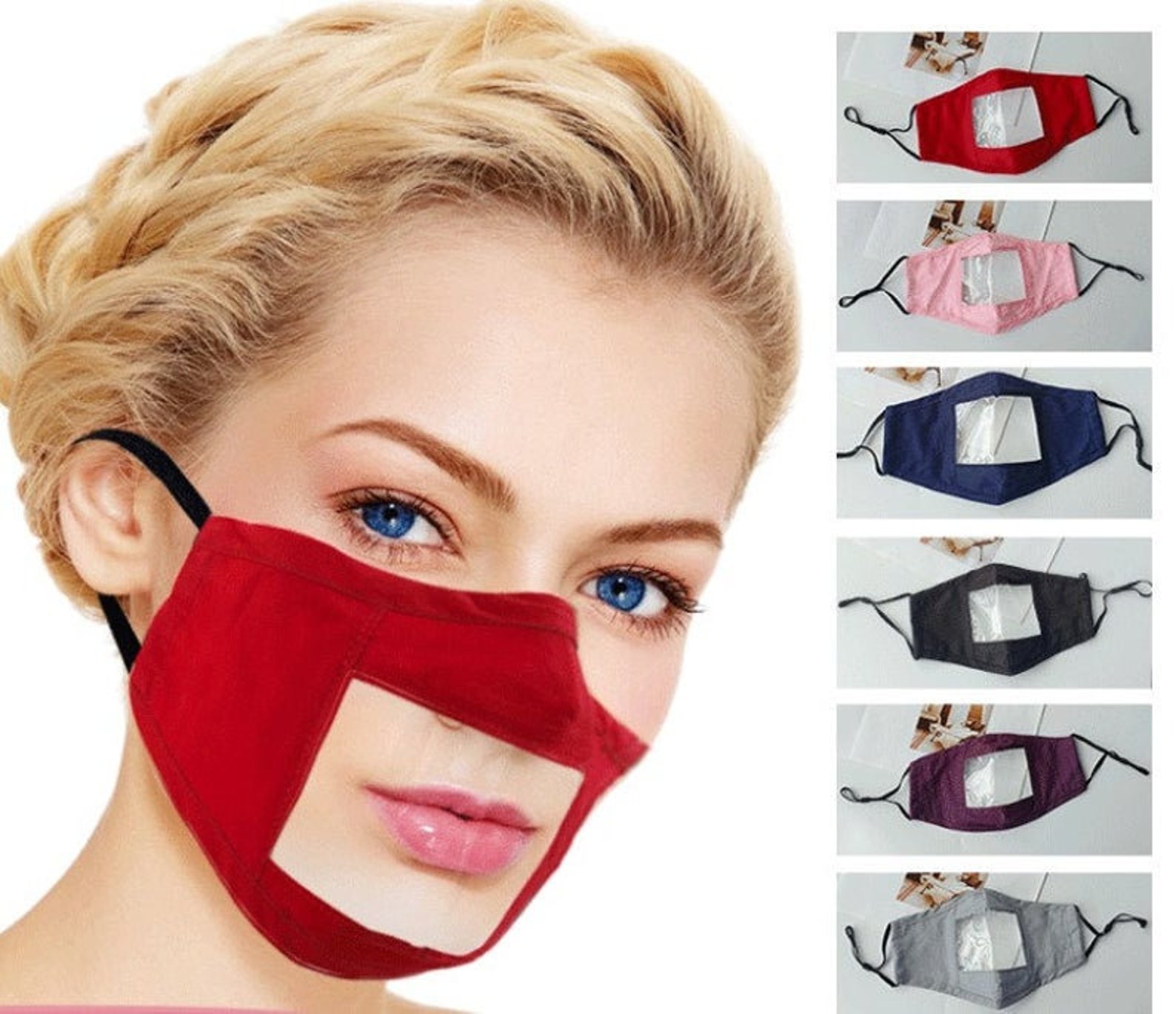 Clear Mask See Through Mask Clear Window Face Mask Smile Etsy