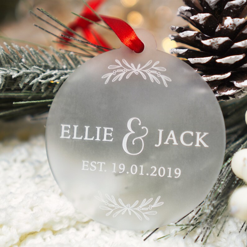 First Christmas Married Bauble Personalised Married Christmas Ornament Mr and Mrs Christmas Decoration Gift for Married Couple Gifts image 3