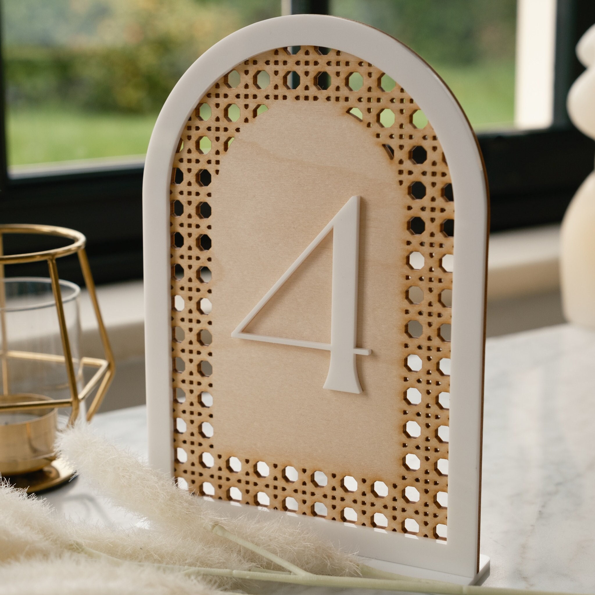 Wedding Table Numbers With Stands Rattan Boho Wedding Decor Sign Acrylic Wedding Table Numbers Table Decorations Event Decor