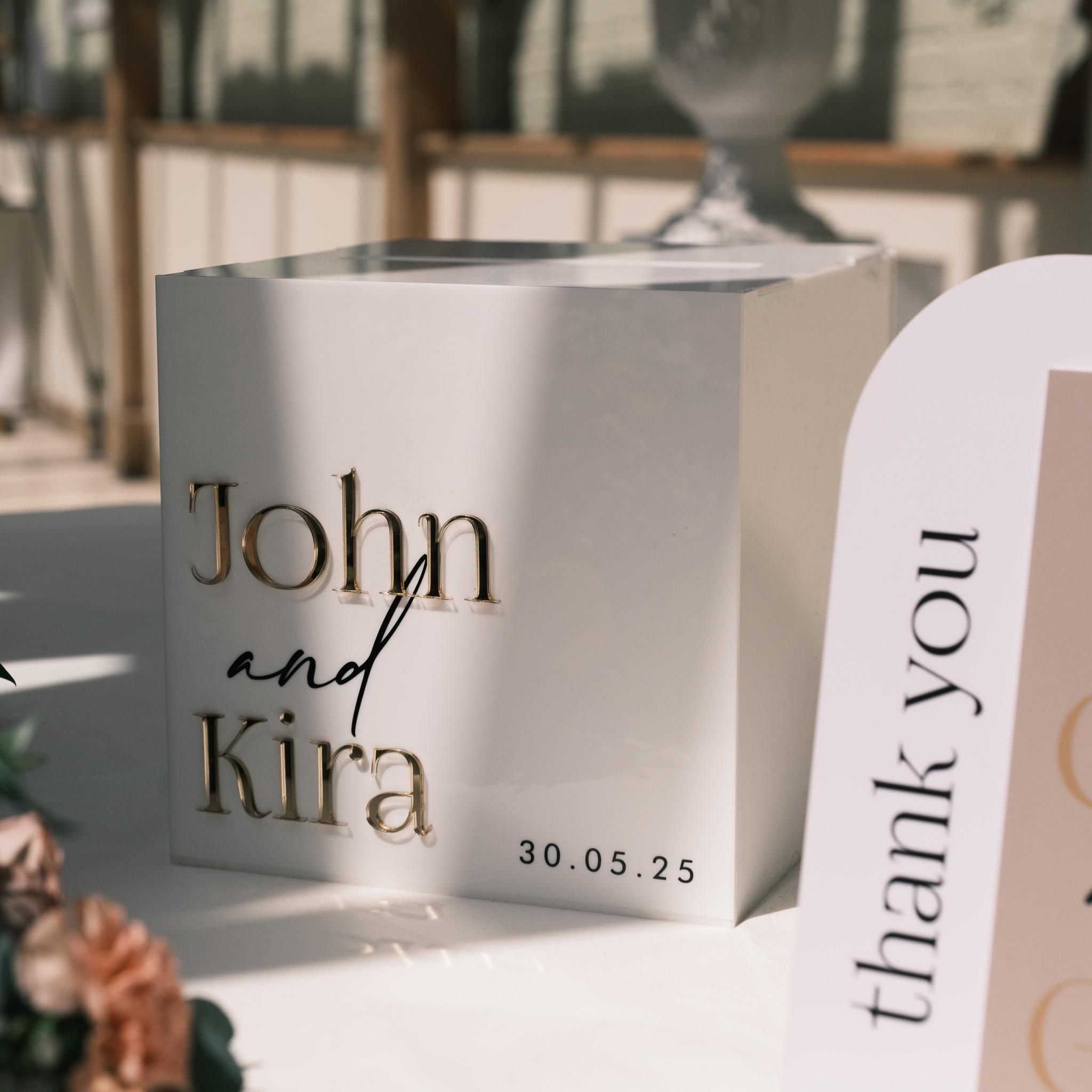 Personalised Acrylic Wedding Card Box With Names, Custom Cards & Well ...