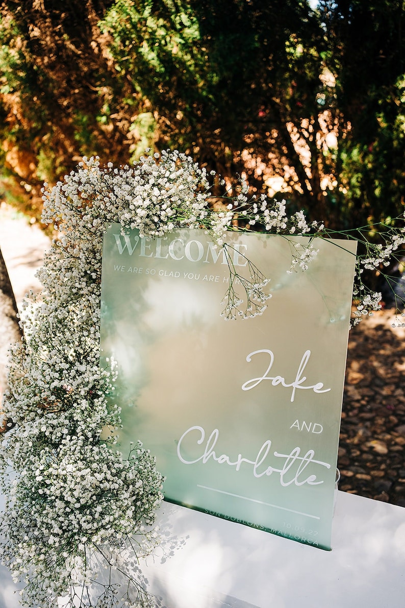 Personalised Acrylic Wedding Welcome Sign Wedding Decorations Welcome To Our Wedding Modern Wedding Signage image 1