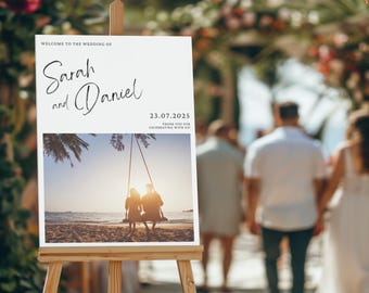 Photo Wedding Welcome Sign, Wedding Entrance Sign, Foamex Wedding Board Photo Welcome Sign, Wedding Reception Poster, Modern Wedding Signage