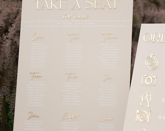 Wedding Seating Plan, Acrylic Neutral Minimalistic Modern Script, Seating Chart for Wedding Reception, Wedding Signage, Table Plan