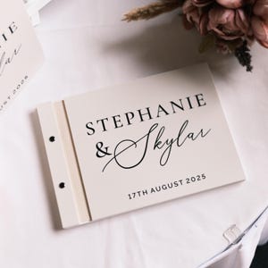Custom Acrylic Wedding Guest Book A4 – Photo or Polaroid can be added in guestbook Matching Card Box Available
