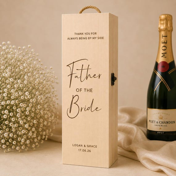 Father of the Bride Gift Box, Personalized Engraved Wine Box, Gift from Bride to Dad