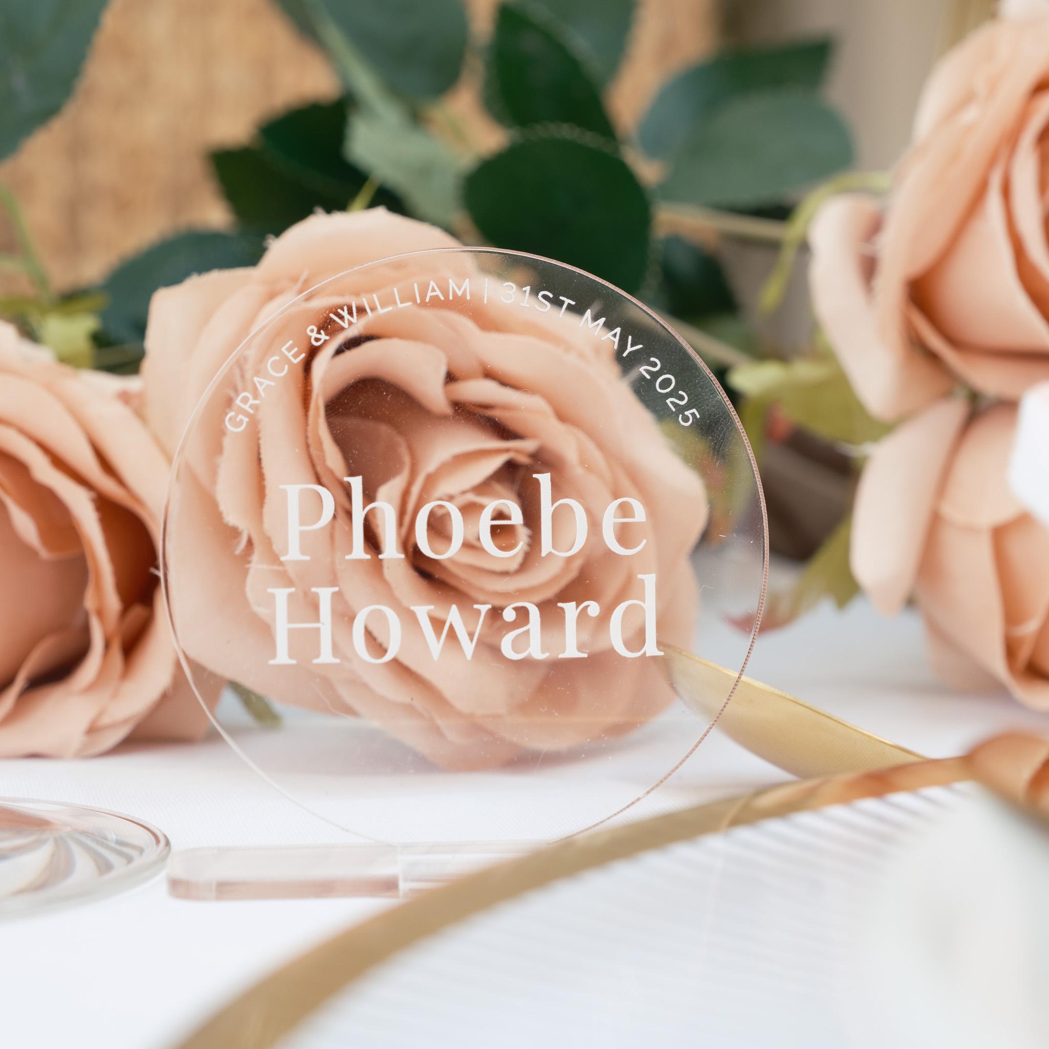 Name Tag Table Sign Event Personalised Name Tags With Stands, Circle Custom Table Setting Place ...