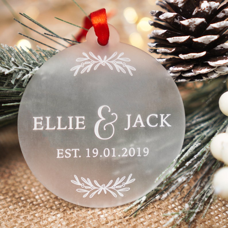 First Christmas Married Bauble Personalised Married Christmas Ornament Mr and Mrs Christmas Decoration Gift for Married Couple Gifts image 1