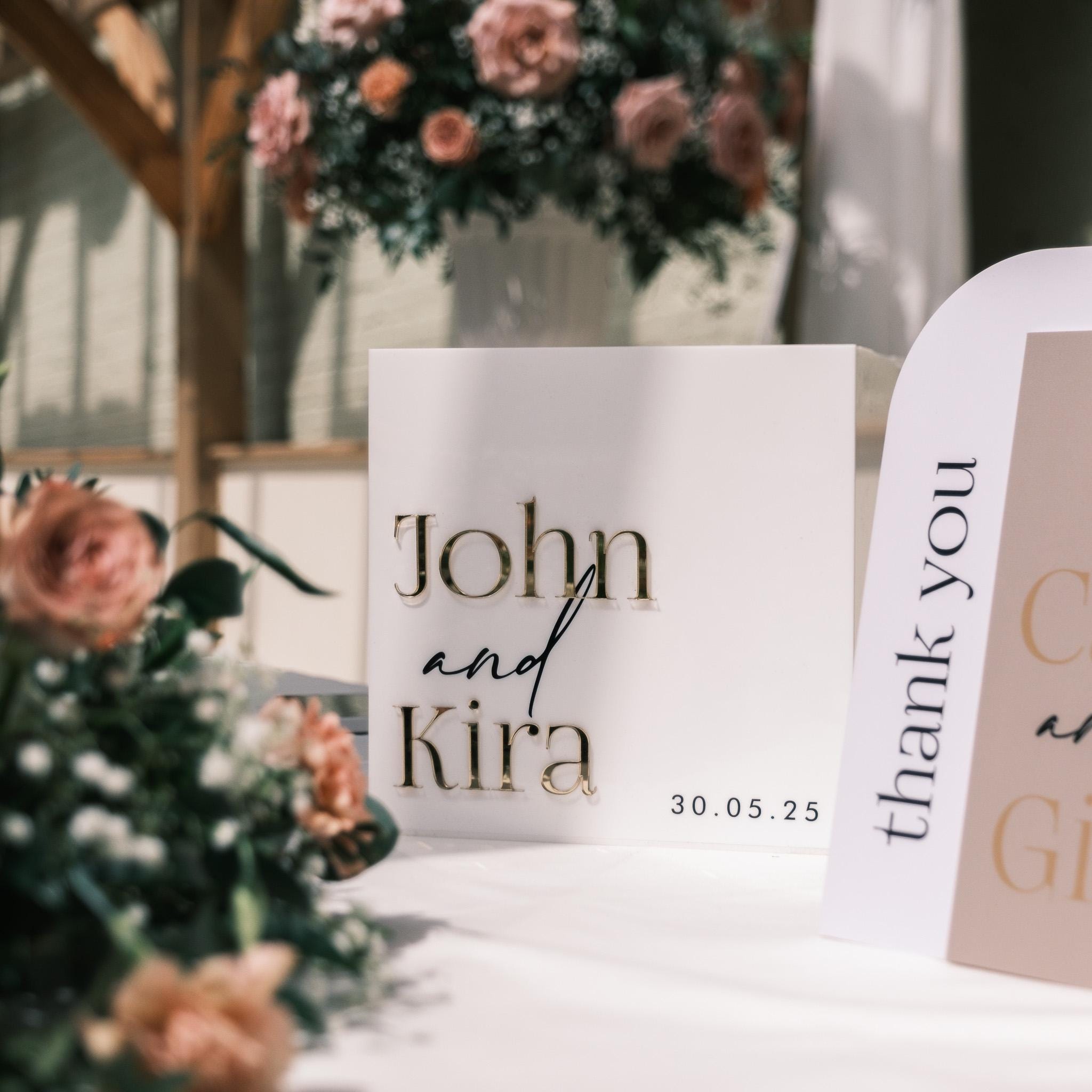 Personalised Acrylic Wedding Card Box With Names, Custom Cards & Well ...