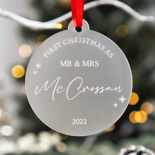 Personalised First Christmas as Mr and Mrs Bauble Married Christmas Ornament Mr and Mrs Christmas DecorationGift for Married Couple Gifts