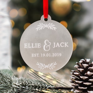 First Christmas Married Bauble Personalised Married Christmas Ornament Mr and Mrs Christmas Decoration Gift for Married Couple Gifts image 2