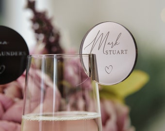 Hochzeit Gefälligkeiten Wein Charme Hochzeit Tisch Dekor Cocktail Topper Sitzplatz Karte Champagner Wein Glas Namensschild