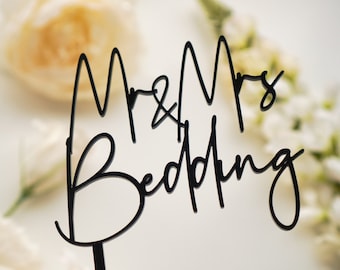 Mr and Mrs Cake Topper Wedding Acrylic Cake Topper Bride and Groom Personalised Gold Wooden Rustic Custom Wedding Toppers