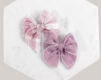 Antique Mauve Pink Hair Bow 5 inch Simple Traditional Basic Classic Style Toddler Girl