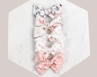Set of 2 Red Multi Floral with Pink Bow Hair Clips
