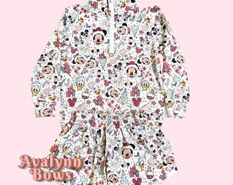 Conjunto deportivo navideño de Mickey y Minnie para adultos y niños, camiseta Disney, conjunto atlético, falda de malla, conjunto de tela para yoga, atuendo Disney, listo para usar