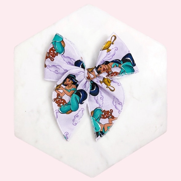 Jasmine hair bow, Disney bow, Disney parks bow, baby bow, aladdin, hair clip, baby headband, fable bow