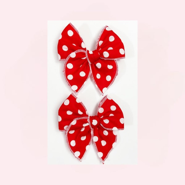 Noeud pour cheveux Minnie Mouse, ensemble queue de cochon, rouge à pois, noeud pour bébé, bandeau pour bébé, barrette à cheveux, noeud Disney, noeud marin, noeud de fable, noeuds pour cheveux de fille