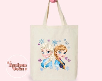Elsa Frozen Tote Bag, Disney Bag, Tote Bag, Canvas Bag, Natural Tote, Pink Tote, Bags