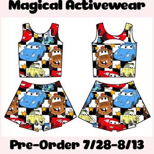 Cars Lighting Mcqueen Women/Kids Activewear Set, Disney Shirt, Athletic Set, Princess Dress, Yoga Fabric Set,Disney Outfit, PREORDER