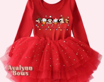 Red Christmas Tutu Dress | Mickey & Minnie Snowman Outfit | Disney Holiday  Tulle Sleeve Leotard - Etsy