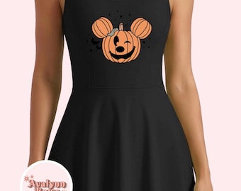 Halloween Mickey Pumpkin Dress,  Athletic Dress, Scalloped Dress, Halloween
