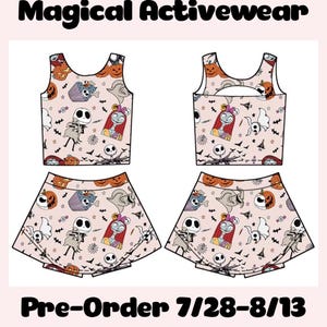 Halloween Jack Sally Women/Kids Activewear Set, Disney Shirt, Athletic Set, Princess Dress, Yoga Fabric Set,Disney Outfit, PREORDER