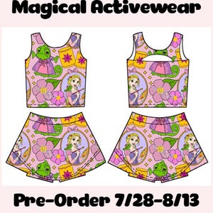 Rapunzel Women/Kids Activewear Set, Disney Shirt, Athletic Set, Princess Dress, Yoga Fabric Set,Disney Outfit, PREORDER