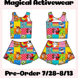 Pixar Retro Women/Kids Activewear Set, Disney Shirt, Athletic Set, Princess Dress, Yoga Fabric Set,Disney Outfit, PREORDER