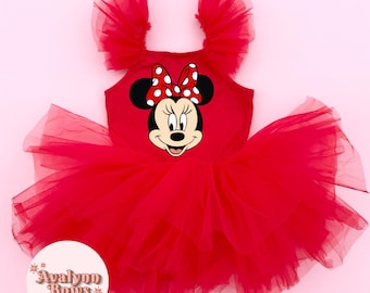 Minnie Mouse Tutu, Red Leotard Dress, Princess Tutu, Disney Princess Tutu, Disney Tutu, Leotard Tutu, Red Ruffled Tutu