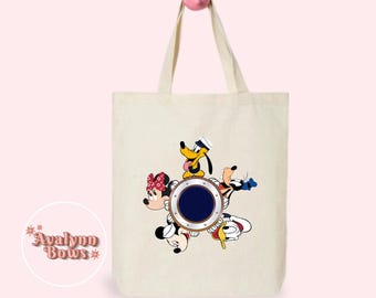 Cruise Mickey Minnie Tote Bag, Disney Bag, Tote Bag, Canvas Bag, Natural Tote, Pink Tote, Bags