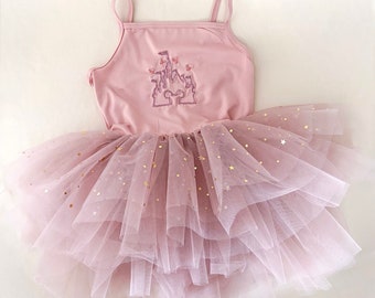 Disney Castle embroidered tutu, Cinderella Castle embroidered dress, tutu, Disney Princess tutu, disney tutu