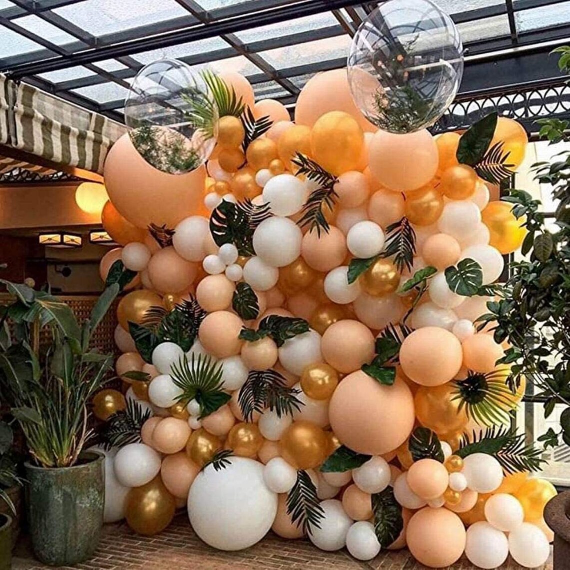 151pcs Peach Blush White Balloons Garland Arch Kit in Silver Etsy
