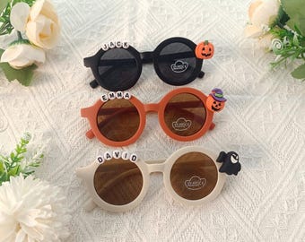 Lunettes de soleil pour enfant d'Halloween personnalisées, cadeau effrayant pour tout-petit citrouille fantôme | Cadeau pour enfants | Cadeau bébé | Cadeau d'anniversaire pour bébé fille garçon pour l'automne